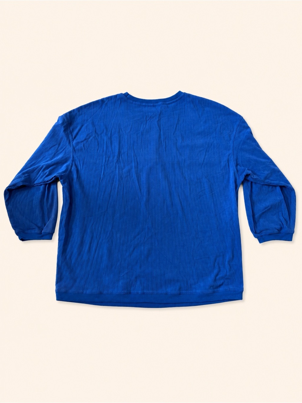 Game Day Football Graphic Ribbed Long Sleeve Top Blue 3XL Plus Size - Picture 2 of 7
